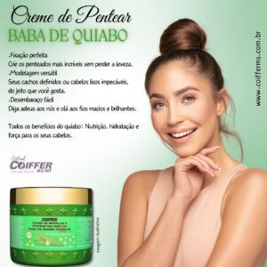 Creme de Modelar e Pentear os Cabelos Baba de Quiabo Premium 350g. Cód. 5936